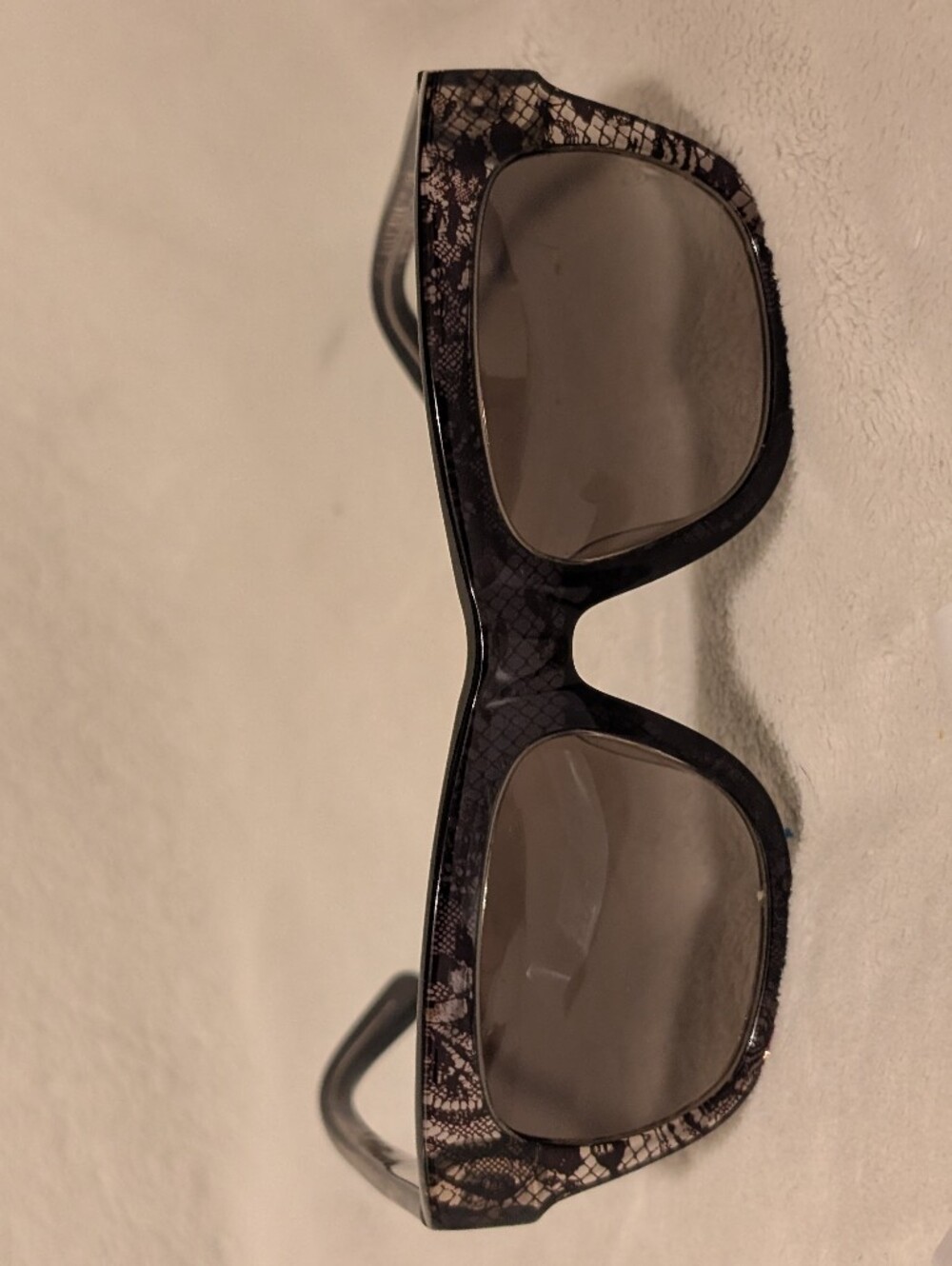 Valentino Black Patterned Rectangular Sunglasses